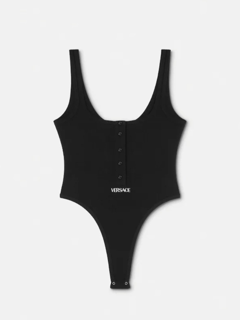 Versace Black Logo Snap-Front Bodysuit